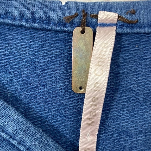 Poof Sweatshirt Womens Size Small Blue White Stars Long Sleeve Split Open Back - Picture 7 of 11